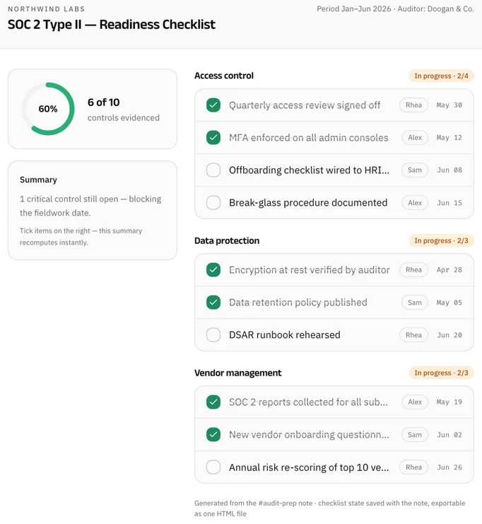 Compliance checklist preview